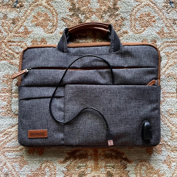 Domiso 13.3" Waterproof Functional Laptop Sleeve Briefcase With USB Battery Cord - Picture 1 of 15